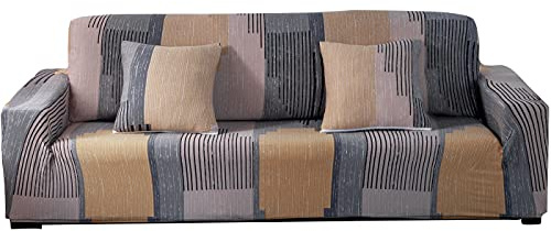 ARNTY Sofabezüge, Moderne Elastischer Sofabezug Stretch 1/2/3/4 Sitzer Couchbezug Antirutsch Blumendruck Sofahusse für Couch Möbelschutz(Bunte-Linien, 3 Sitzer Sofabezüge:181-230cm)