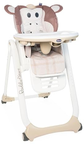 Chicco Polly2Start Baby Hochstuhl ab Geburt bis 3 Jahre (15 kg), Verstellbarer Kinderhochstuhl mit 4 Rädern, Liegefunktion und Kompakte Schließung