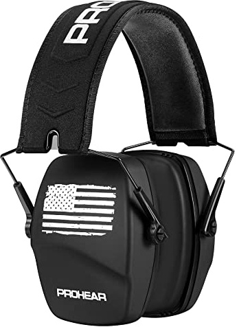 PROHEAR 016 Ear Protection Safety Earmuffs for Shooting, NRR 26dB Noise Reduction Slim Passive Hearing Protector with Low-Profile Earcups, Compact Foldable for Gun Range, Mowing (Patriot)