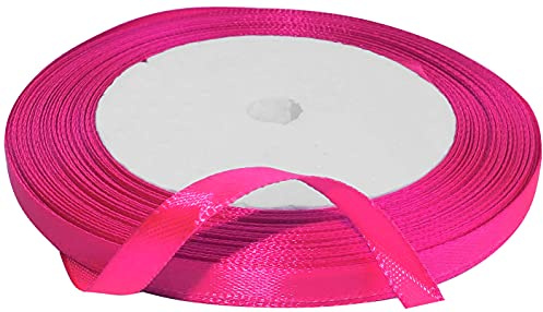 AERZETIX - C50447 - Satinband dekorativ glänzendes - 6mm x 22 meter - rosa neon - kreative projekte nähkunst geschenkverpackung zur geburtstagsfeier
