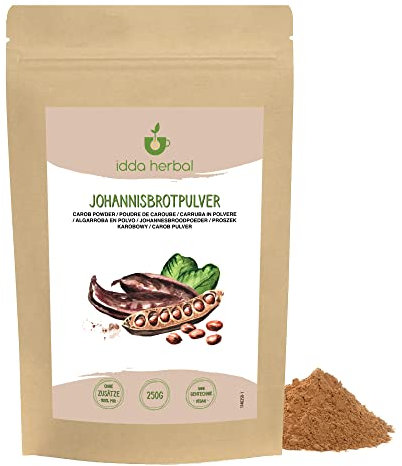 IDDA Herbal Carob Powder 250g 8.8 oz, Ground Carob Pods, Natural Sweetener for Desserts and Pastries