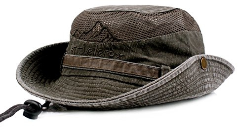 KeepSa Baumwolle Sonnenhut Herren Sommerhut UV Schutz Wanderhut Fischerhut Trekking Faltbar SafariHut mit Kinnband Outdoor Buschhut Hiking Bucket Hat