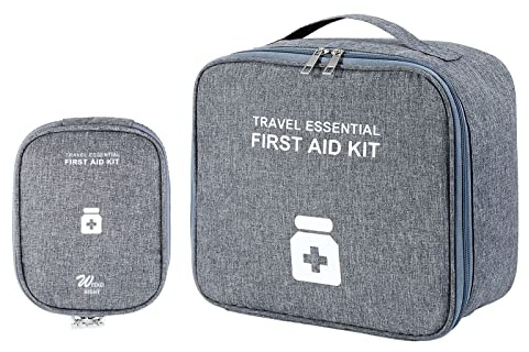 2 Stück Medizin Aufbewahrungstasche, Große und Kleine Reiseapotheke Tasche | Großvolumige Notfalltasche, Wasserdichtes Erste Hilfe Tasche, Tragbar für Zuhause Büro, Aufbewahrungstasche Grau