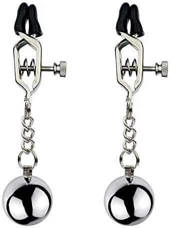 Jinqian Edelstahl Verstellbare Nippelklemmen mit Gewicht Kugeln Nippelketten Damen Nippelklemmen Sexspielzeug Nippel und Klitoris Strecker Brust Clip für Anfänger von BDSM Bondage und Rollenspielen