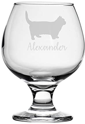 Personalised Munchkin Cat Engraved Brandy Snifter Glass, Animal Gift for Women, Gift for Men (Munchkin Cat)