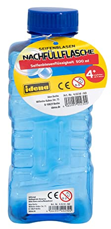 Idena - Seifenblasen Nachfüllflasche, 500 ml Seifenblasenflüssigkeit, für Kinder ab 4 Jahren