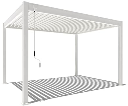 WEIDE - Classic Terrassenüberdachung freistehend mit einstellbarem Stahl-Lamellendach I Pfosten aus Voll-Aluminium I Robustes Terassenüberdach I wasserdicht (Weiß, 3 x 4 M)