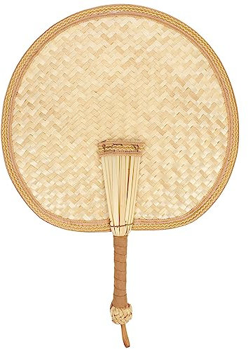 FOMIYES Éventail à Main Paille De Blé Tressée Éventail Été Fait Main Accessoire Pratique Pour Maison Jardin Style Chinois Moyenne Ronde