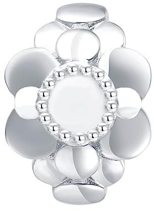 CHAMOON® Blüte Charm Silber - Brilliant Blossom Charm-Anhänger 925 Sterling Silber für Lederarmband Damen