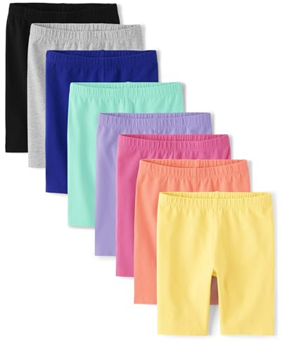 The Children's Place Girl's Assorted Bike Shorts, Multicoloured-8 Pack, XS (Pack of 8)