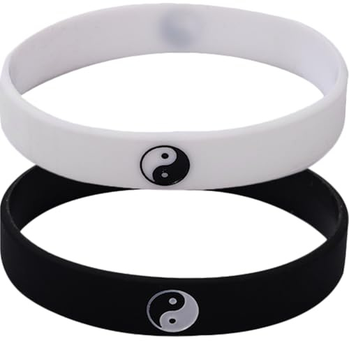 Chinesische Armbänder 2 Stück Tai Chi Yang Silikon Armbänder Für Männer Passend Für Paare Für Frauen Männer Paare Silikagel Zubehör Miss Couples 6.5x6.5cm