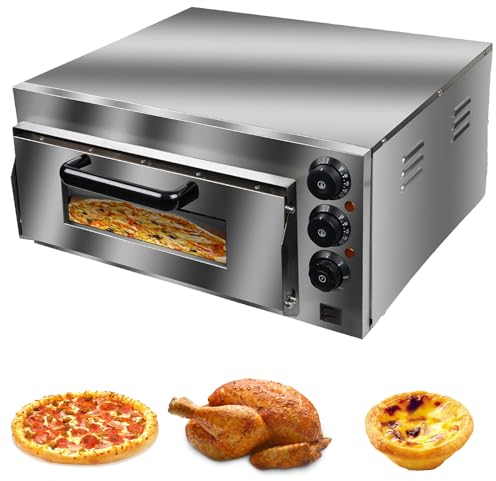 Commercial Pizza Oven 14 Single Deck Layer, Stainless Steel Pizza Oven, Countertop Electric Pizza and Snack Oven, with Stone and Shelf, Multipurpose Pizza Maker for Pizza Pretzels Baked Dishes