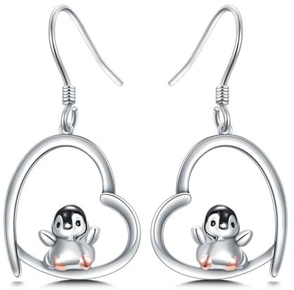 YFN Pingvin örhängen sterlingsilver hjärta smycken för kvinnor och flickor pingvin presenter till dottern