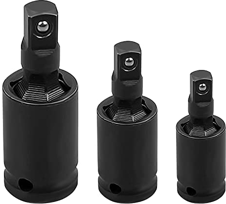 WWFASH 3-teiliger U-Gelenk-Drehgelenk-Antriebsadapter,Kugelfeder-Design,Schlag-Wackel-Steckschlüssel-Adapter, Schlag-Universalgelenk-Steckschlüsselsatz,3/8 1/2 1/4 Schlagschrauber-Steckschlüssel