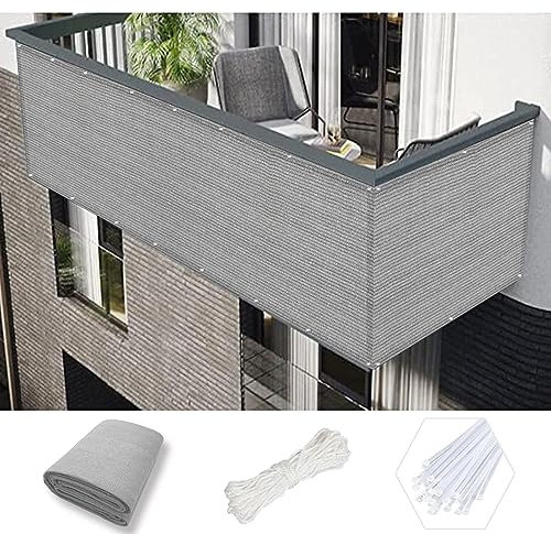 Outdoor Sichtschutz 109.2x599.4 cm Gartenzaun Sonnenschutz Windschutz für Balkon, UV-beständig Grau Sichtschutzwand für Outdoor Party Aktivitäten