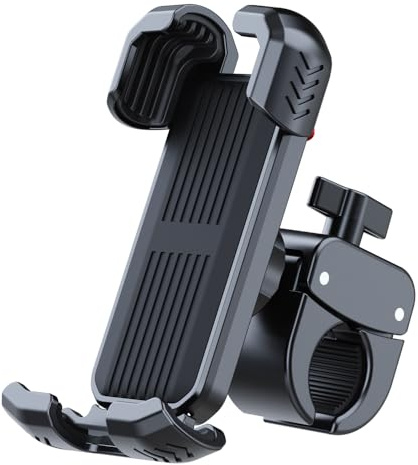 Bicycle Phone Holder,Bike Cell Phone Holder for iPhone 17 16 15 14 13, Galaxy S24 S25 & 4.5-7 SmartPhone,360° Rotatable Handlebar Phone Mount for Scooter ATV Road Mountain Bike Golf Car Navigation