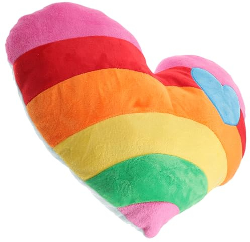TOGEVAL Herzförmiges Wurfkissen Plüsch Mit Pp Baumwolle Füllung Regenbogenfarben Sofa Und Nackenkissen Für Zuhause Büro Und Auto