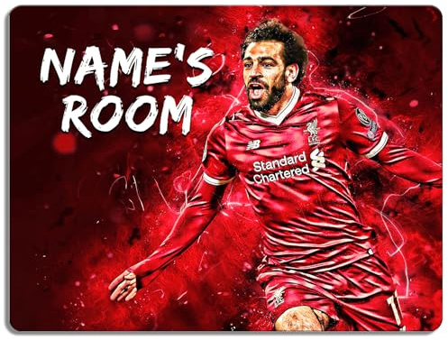 Personalised Salah Bedroom Door Sign Football Legend Room Name Plaque Children's Boys Liverpool Football Player Kids Birthday Gift NLD09