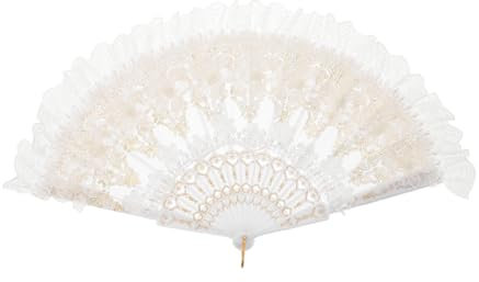 GALPADA Brautfächer Aus Spitze Faltbar Für Hochzeiten Dekorative Handfächer Mit Blumenmustern Für Teepartys Und Zeremonien Leicht Und Tragbar