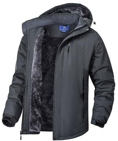 Zoofly Cazadora Hombre Invierno De Snowboard Cálida Chaqueta Esqui Antiviento Hombres Abrigos De Trabajo Exteriores Abrigos Con ski Parka Gris Oscuro-2XL
