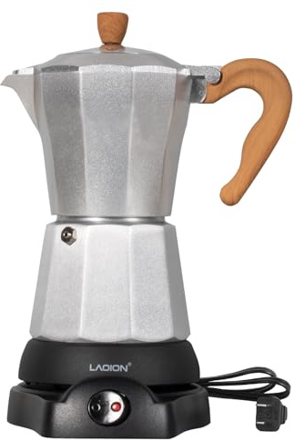LAOION Cafeteras Electricas Modernas,6 Cup Portable Espresso Maker,300ml Moka Pot with Detachable Base & Overheat Protection, Great for Home，Office, or Travel, a Thoughtful Gift for Coffee Lovers