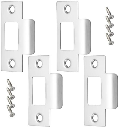 4PCS Door Strike Plate,Stainless Steel Door Latch,Door Latch Plate,Standard Tubular Latch Replacement 70mm X 40.3mm for Door Frame Door Jamb Standard Strike Plates with Repair Screws