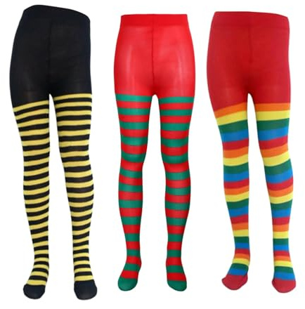 YanBous Medias a Rayas para Niños y Diseños, Perfectas para Carnaval, Halloween, Cosplay, Actuaciones de Danza & Fiestas, Talla 70 cm
