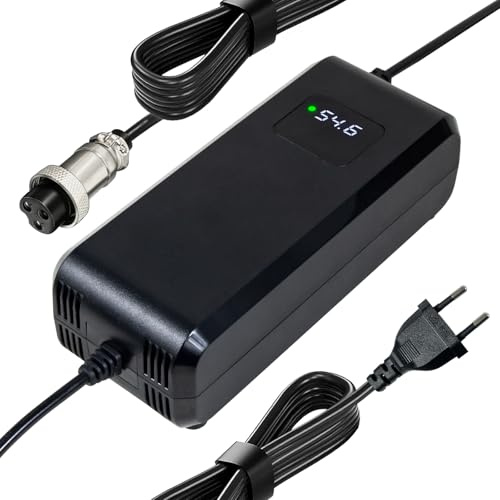 YANGZIDIANYUAN 48v Lithium batterieladegerät für e-Bike Elektro-Scooter gx16-3 12mm stecker, 54.6v 4a netzteil mit eingebautem lüfter, mit anzeige der momentanen ladespannung