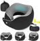 KIMIGO Almohada de Viaje Ergonómica con Memory Foam​​ ​​Cojin de Viaje​​ Ajustable 360° para avión/Coche/Tren.Funda de Felpa Lavable,Incluye Bolsa de Transporte,2 Tapones para oídos y Antifaz