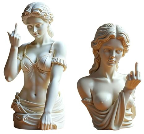 Unapologetic Venus: Mittelfinger-Statue, rebellische, kühne, moderne Kunstdekoration für Zuhause und Büro, einzigartige dekorative Harz-Kunststatue, Geschenk für moderne Rebellen, römische Mythologie