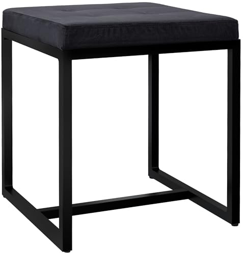 CLP Sitzhocker Barci I Moderner Hocker | Hochwertiger Polsterhocker mit schwarz pulverbeschichteten Eisengestell Farbe schwarz Material Samt