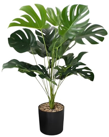 Lunaanda 70 cm Large Artificial Plants in Pot, Realistic Faux Plants 18 Heads Tropical Palm Monstera Plants for Indoor and Outdoor Decor, Perfect for Home, Office, Garden, and Patio Decoration