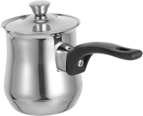Garneck Caffettiera Turca in Acciaio Inossidabile 540ml, Scaldalatte e Contenitore Per Schiumare Espresso, Piccolo Scaldaburro Versatile Per Casa e Campeggio, Design Ergonomico