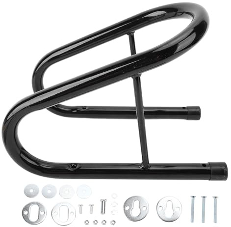 Qudinip 5.5 Inch Motorcycle Wheel Chock, Steel Construction Rustproof Black Painted, Secure Bike Transport with Installation Hardware, for Trailer Truck Bed Garage Flooring