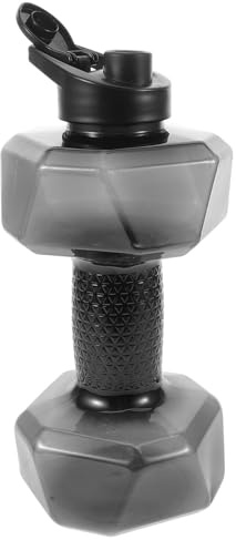 ELAYARD Large Capacity Dumbbell Shape Water Bottle PP Material Multifunctional Fitness Kettle for Outdoor Running Gym Exercise in Black
