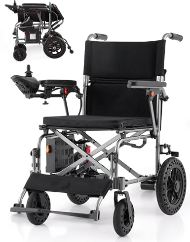 Lightweight Foldable Electric Wheelchair for Adults with Wider Seats,15km Range,Removable 10Ah Lithium Battery,Folding Bariatric Wheel Chairs for Seniors - Indoor&Outdoor