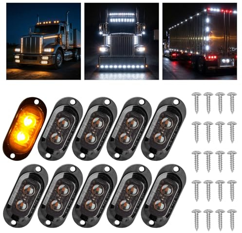 Catekro 10x Wasserdichte Seitenmarkierungsleuchten 65mm 12/24V (Gelbe) | Universelle Begrenzungsleuchten Anhänger & Umrissleuchte Positionsleuchte für Wohnwagen LKW Bus Caravan Robust