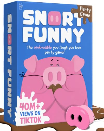 Snort Funny - Award-Winning Laugh-You-Lose Funny Game for Kids & Adults | 150 Oinkcredible Challenges for 4-8 Players, Ages 8+. Perfect for Birthday Party Games and Family Game Nights