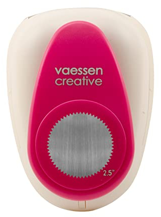 Vaessen Creative Craft Paper Punch - Circle - Ø 6,3 cm - Circle Cutter for Crafting and Card Making, 2.5 Inch, White/Pink