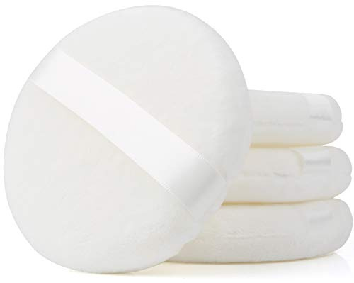 Teenitor 4.13 Inch Ultra Soft Washable Large Round Velour Powder Puff for Body Loose Powder, 4 Pcs
