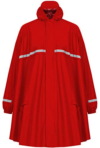 HOCK Poncho impermeabile con chiusura lampo e maniche – Poncho da bicicletta impermeabile e traspirante – con cappuccio e riflettori – protezione antipioggia per uomo e donna