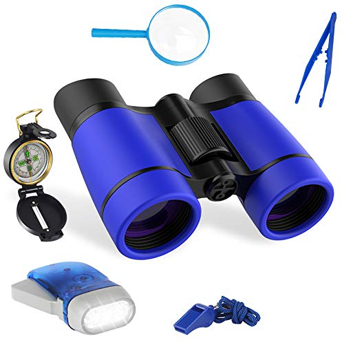 Binocolo bambini, Binocolo per bambini 6 in 1, Binoculars for kids, binocoli, kit binocolo giocattolo di esplorazione per esterni Regalo educativo per campeggio ed escursionismo