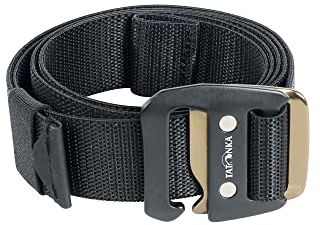 Tatonka Stretchbelt 38mm - Elastischer Gürtel mit praktischem Hakenverschluss - 125 cm lang / 3,8 cm breit (black)
