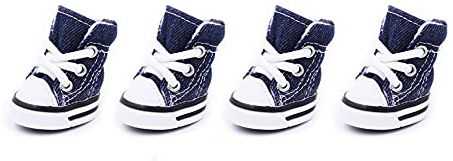 PetPhindU 4 Psc Hund Schuh-Breathable Convas Sneaker Weiche Sohle Hund Verursachende Schuhe All Seasons Teddy Bichon Small Medium Hunde