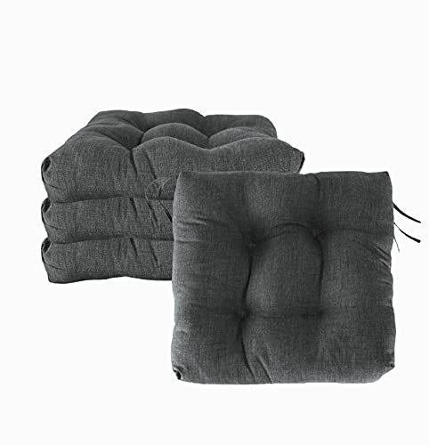 4 Cojines para Silla, 40x40 CM, Acolchados, Relleno de Algodón 7cm, Cómodos y BIandos, Ideal para la Decoración de Cocina y Salón, Comedor y jardín. Fabricados en España (Gris, Pack 4 unidades)