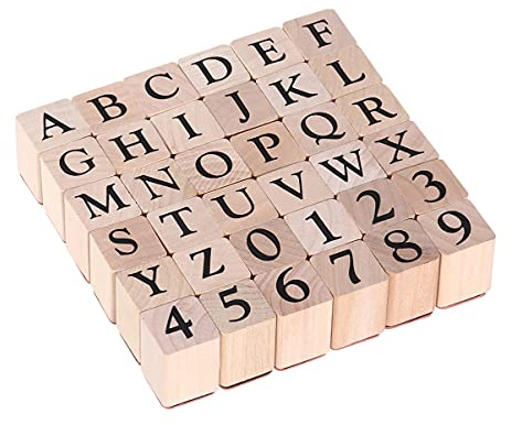 Milisten Alphabet Stamps Set, Alphabet Rubber Stamps, Vintage Wooden Rubber A- Z Letter Number Stamp for Crafts, Letters, DIY Cards, Scrapbooking