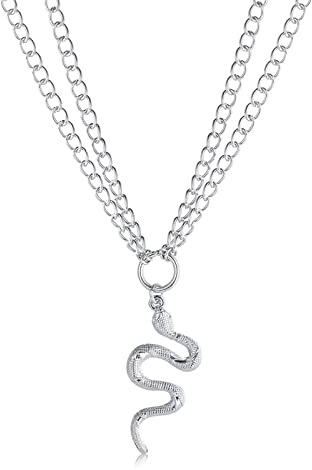 Yienate Punk Halskette Choker Geschichtete Schlangenkette Anhänger Feder Anhänger Kurze Gothic Halskette Schmuck Für Frauen Und Mädchen