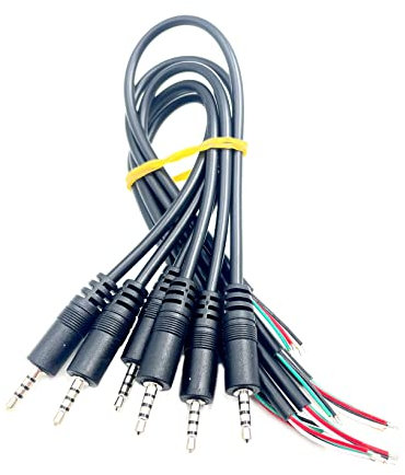 6Pcs 2.5mm Male Plug to Bare Wire Open End TRRS 4 Pole Stereo 2.5mm Plug Jack Connector Audio Cable Replacement for Headphone Headset Earphone Cable Repair