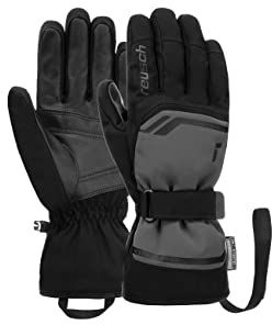 Reusch Primus R-TEX XT sehr warme, wasserdichte, Winddichte und atmungsaktive Unisex Winterhandschuhe Fingerhandschuhe Schneehandschuhe Skihandschuhe Herren Damen, grau-schwarz, 10