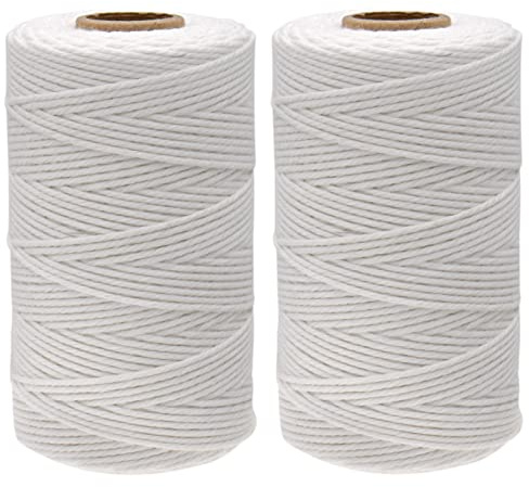 G2PLUS 200M White Cotton String Twine -2MM Craft Cotton Cord - Cotton Butchers Thread Twine Perfect for Cooking, DIY Crafts and Handmade